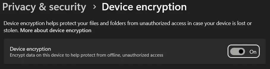 windows device encryption
