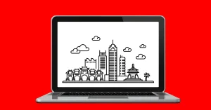 vector image of taipei on a laptop