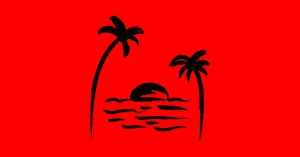 vector image of palm trees around a beach
