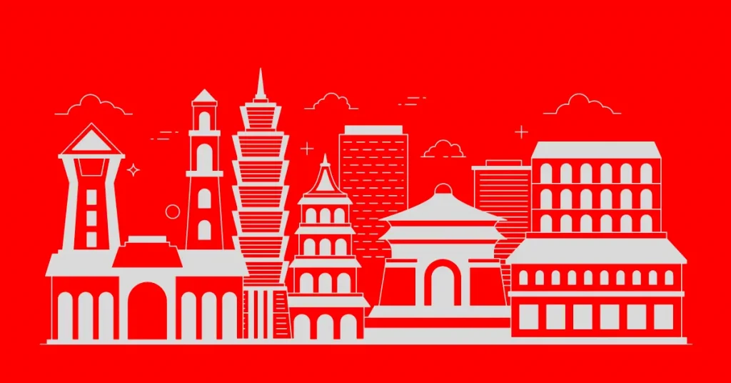 vector image of different monuments in taiwan