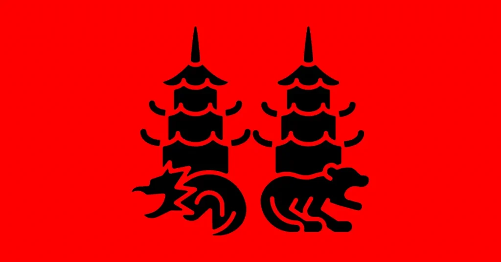 vector image of dragon tiger pagodas, kaohsiung, taiwan