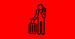 Vector icon of a person wearing a backpack