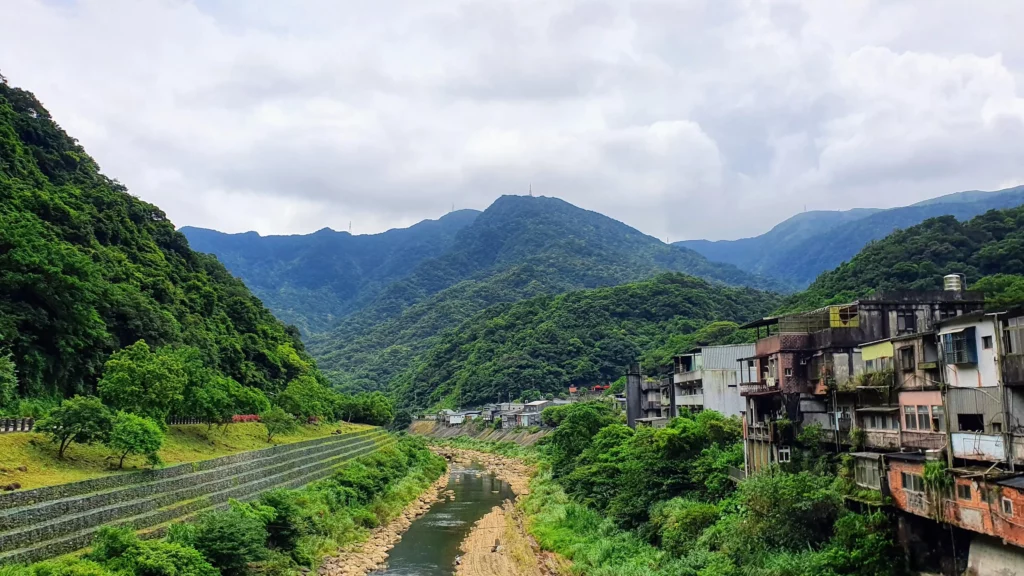 Keelung River in Houtong Cat Village, New Taipei City, Taiwan.