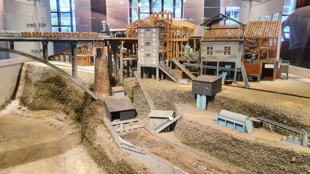 Houtong mining village model in the Houtong Museum in Houtong Cat Village, New Taipei City, Taiwan.