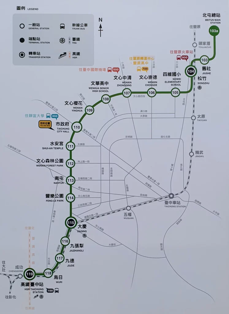 Taichung MRT route map.